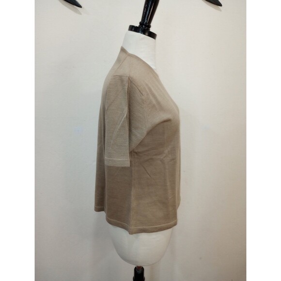 Paul Stuart Taupe Short Sleeve Wool Crewneck Sweater - L - Picture 5 of 8